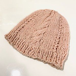 Pink Cable Knit Hat